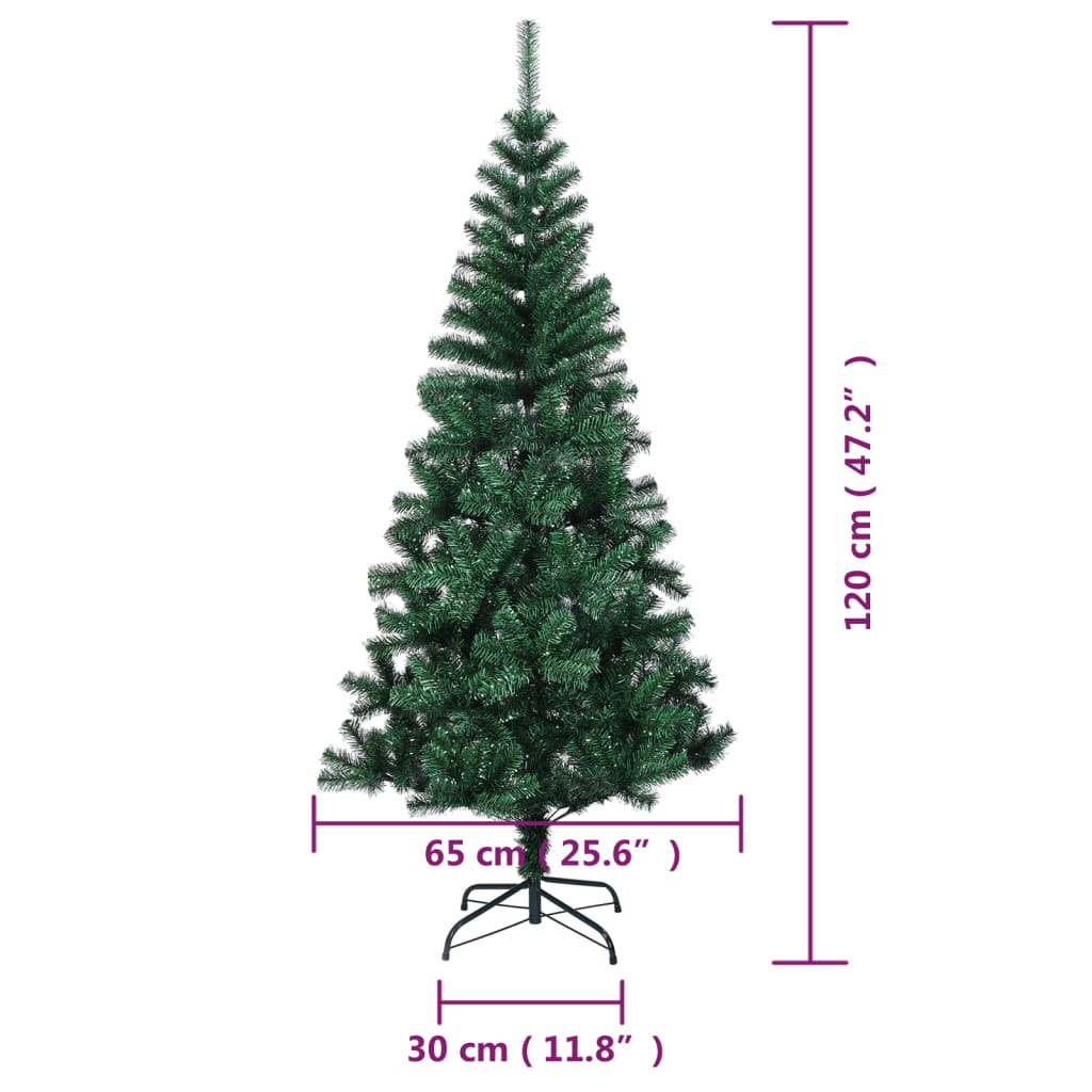 vidaXL Künstlicher Weihnachtsbaum Schillernde Spitzen Grün 120 cm PVC