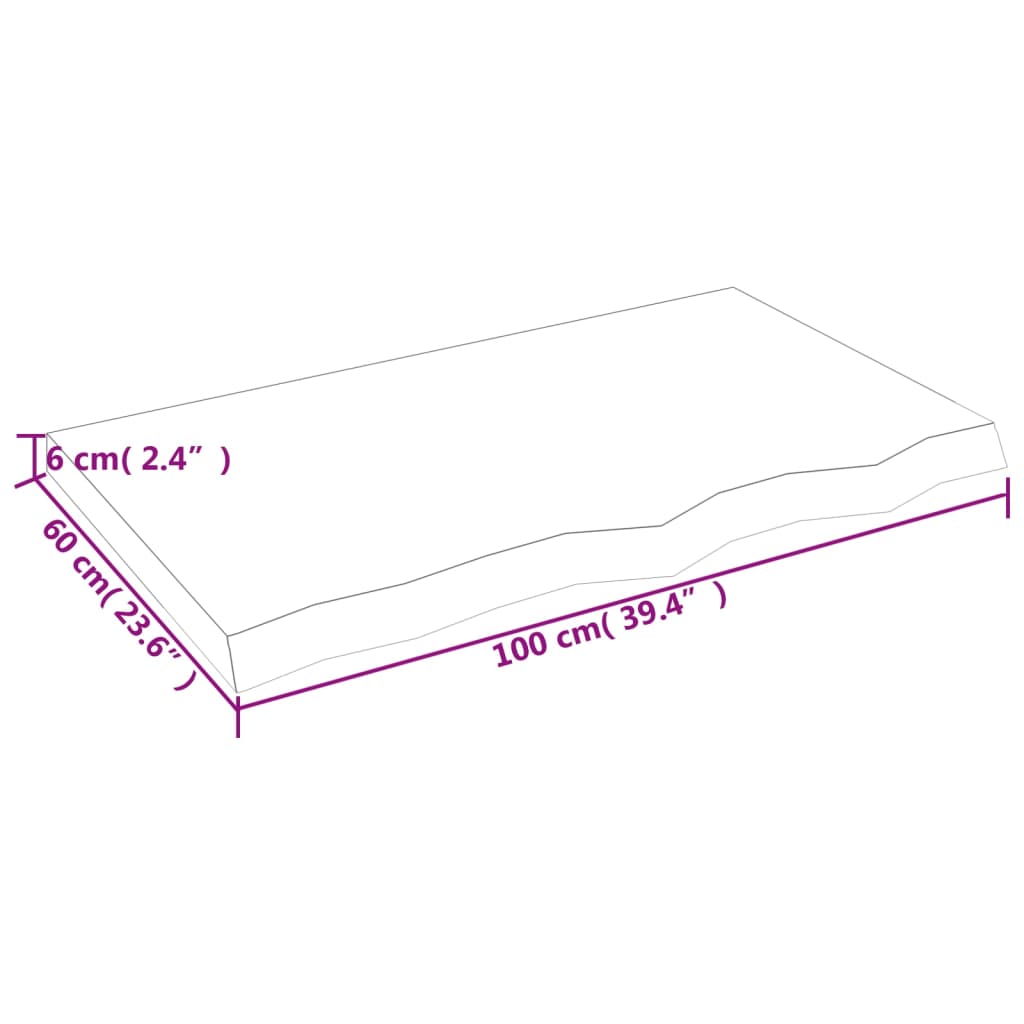 vidaXL Waschtischplatte Hellbraun 100x60x(2-6) cm Massivholz Behandelt