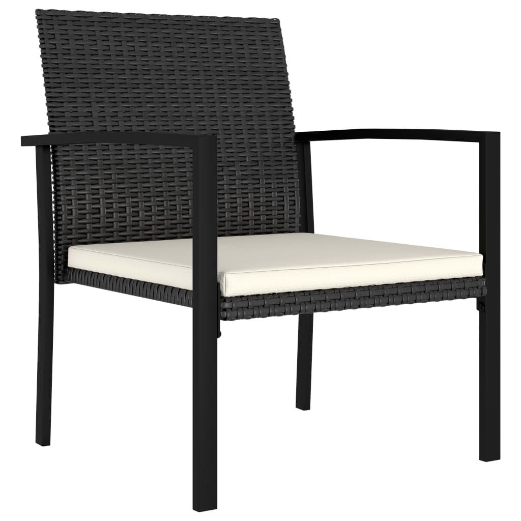 vidaXL 7-tlg. Garten-Essgruppe Poly Rattan Schwarz