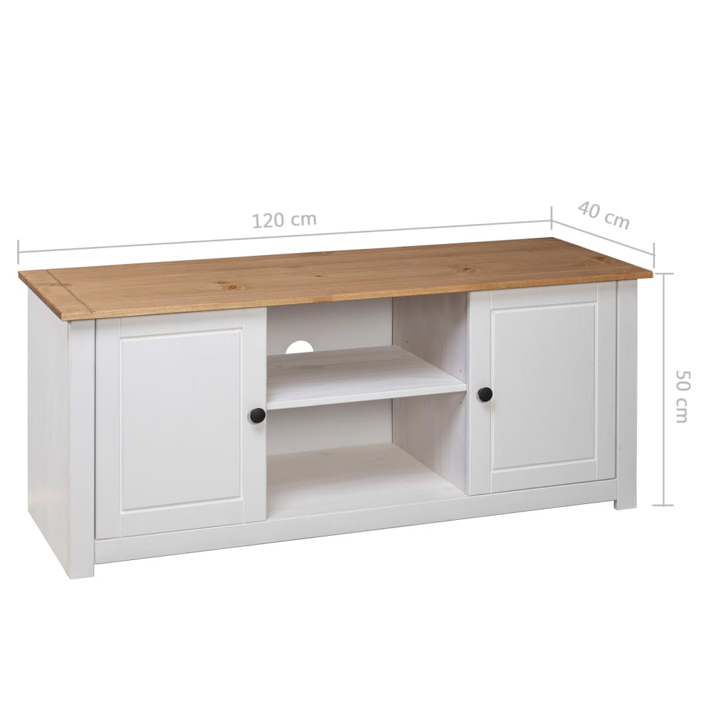 vidaXL TV-Schrank Weiß 120x40x50 cm Massivholz Panama-Kiefer