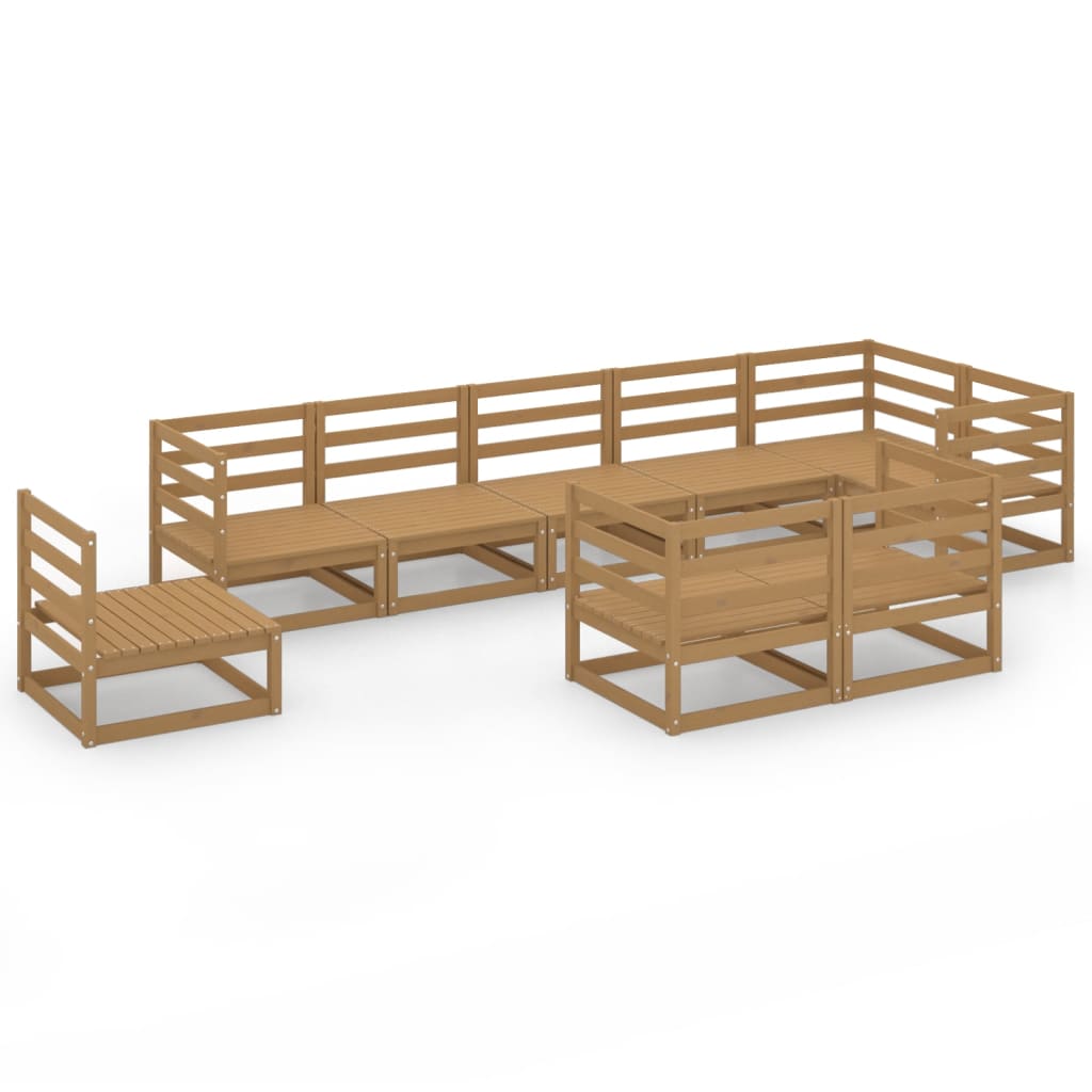 vidaXL 9-tlg. Garten-Lounge-Set Honigbraun Massivholz Kiefer