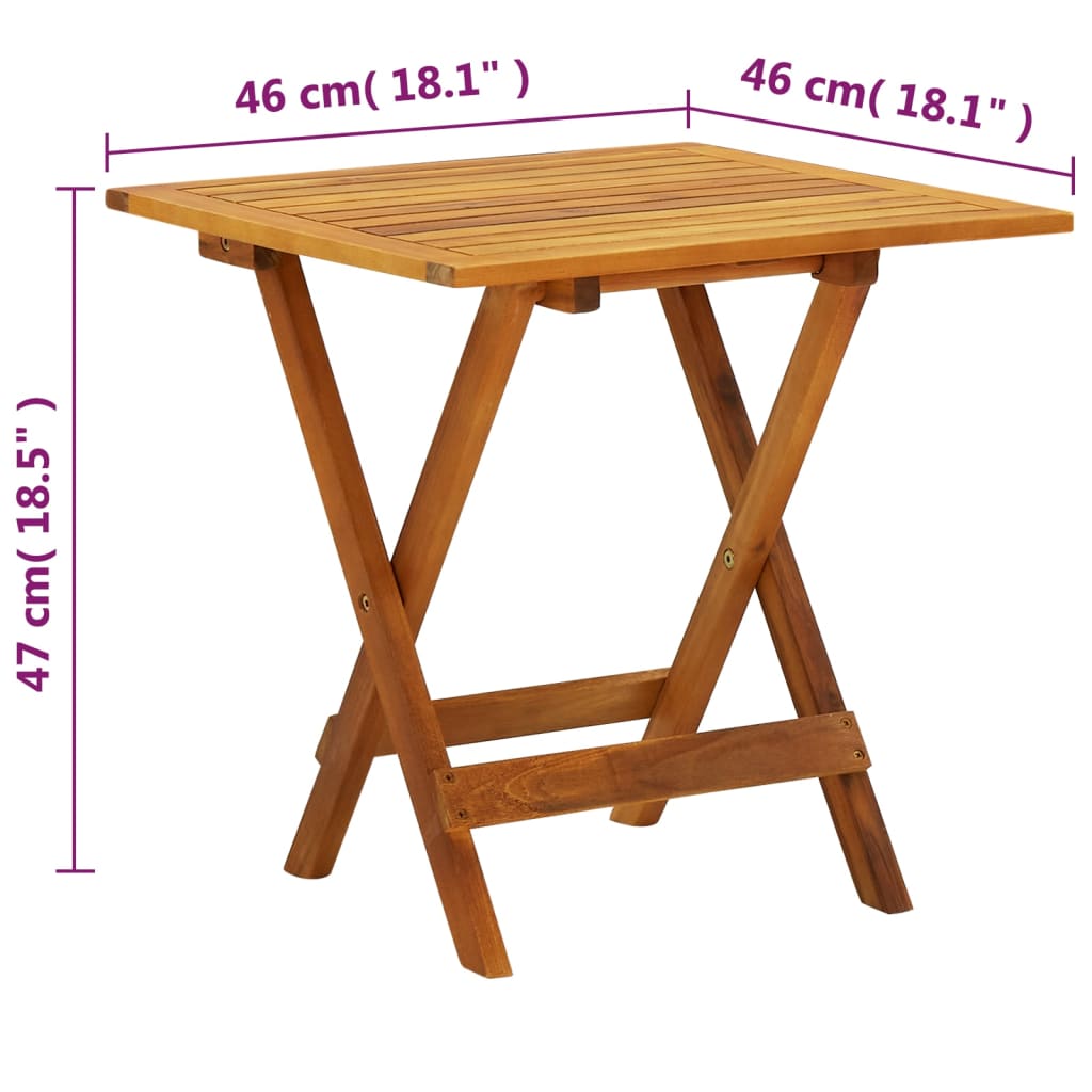 vidaXL Bistrotisch 46x46x47 cm Massivholz Akazie