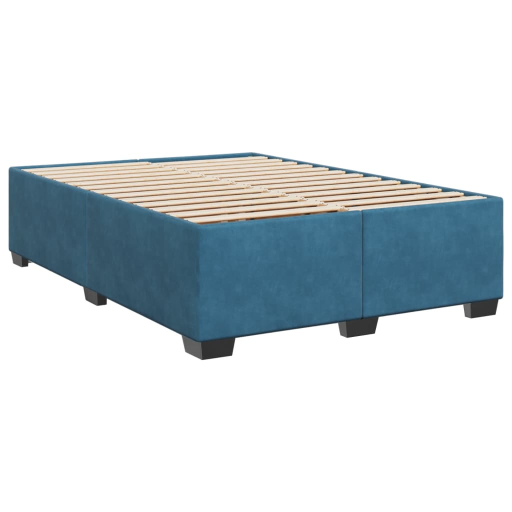 vidaXL Boxspringbett mit Matratze Blau 160x200 cm Samt