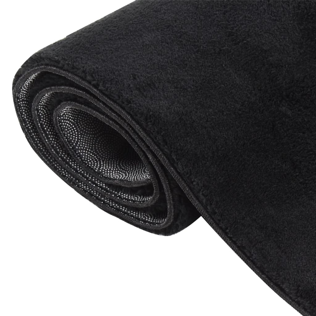 vidaXL Teppich Waschbar Flauschig Kurzflor 80x150 Rutschfest Schwarz