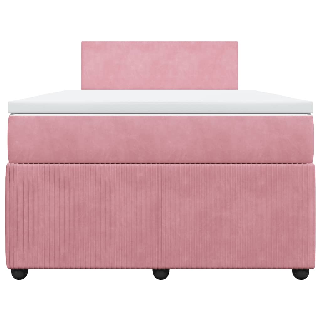 vidaXL Boxspringbett mit Matratze Rosa 120x200 cm Samt