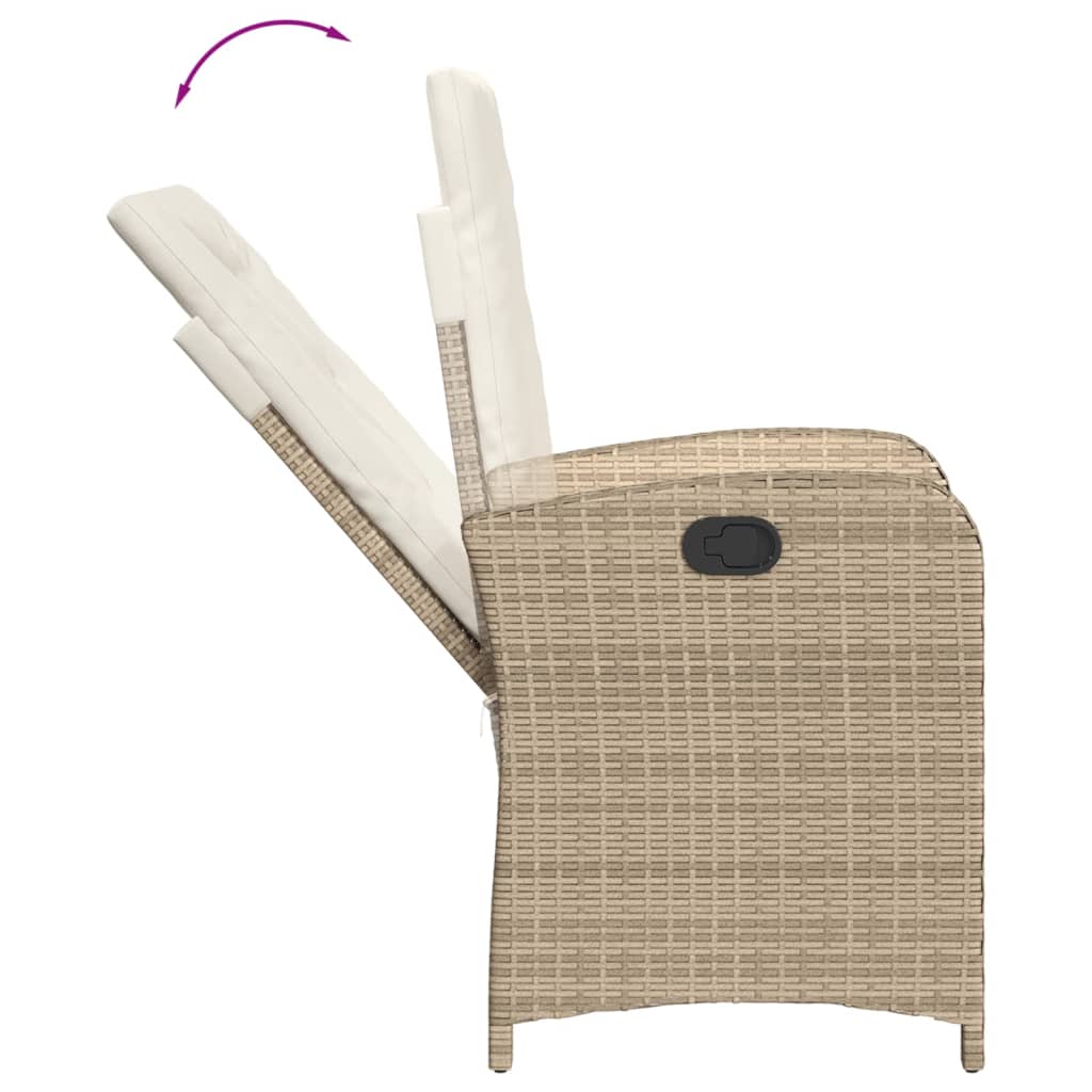 vidaXL 9-tlg. Garten-Essgruppe mit Kissen Beige Poly Rattan