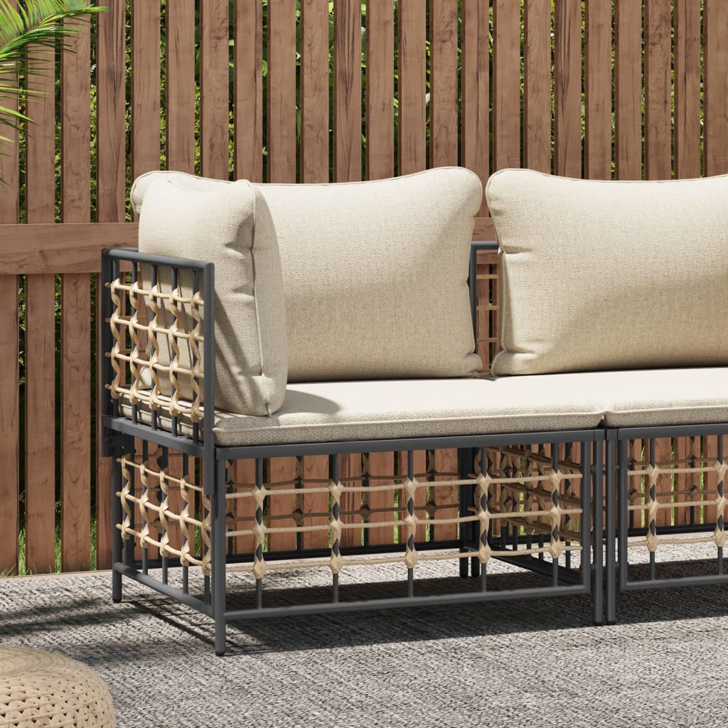 vidaXL Garten-Ecksofa mit Beige Kissen Poly Rattan