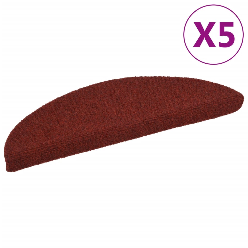 vidaXL Selbstklebende Treppenmatten 5 Stk. Rot 56x17x3 cm Nadelvlies