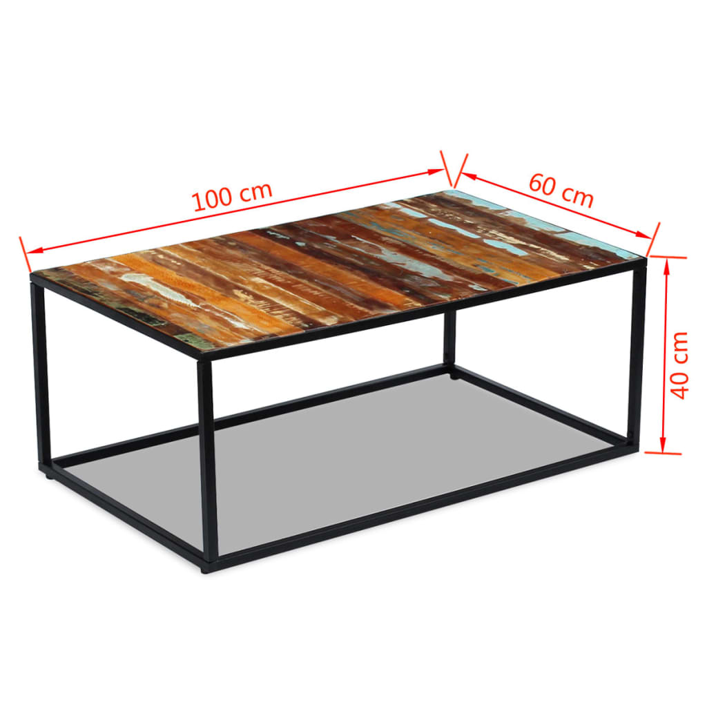 vidaXL Couchtisch Altholz Massiv 100x60x40 cm