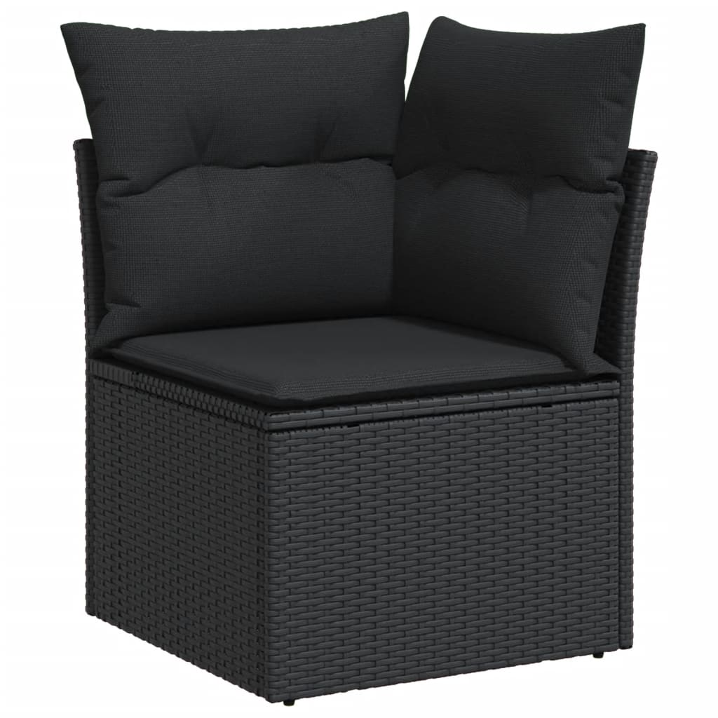 vidaXL 4-tlg. Garten-Sofagarnitur mit Kissen Schwarz Poly Rattan