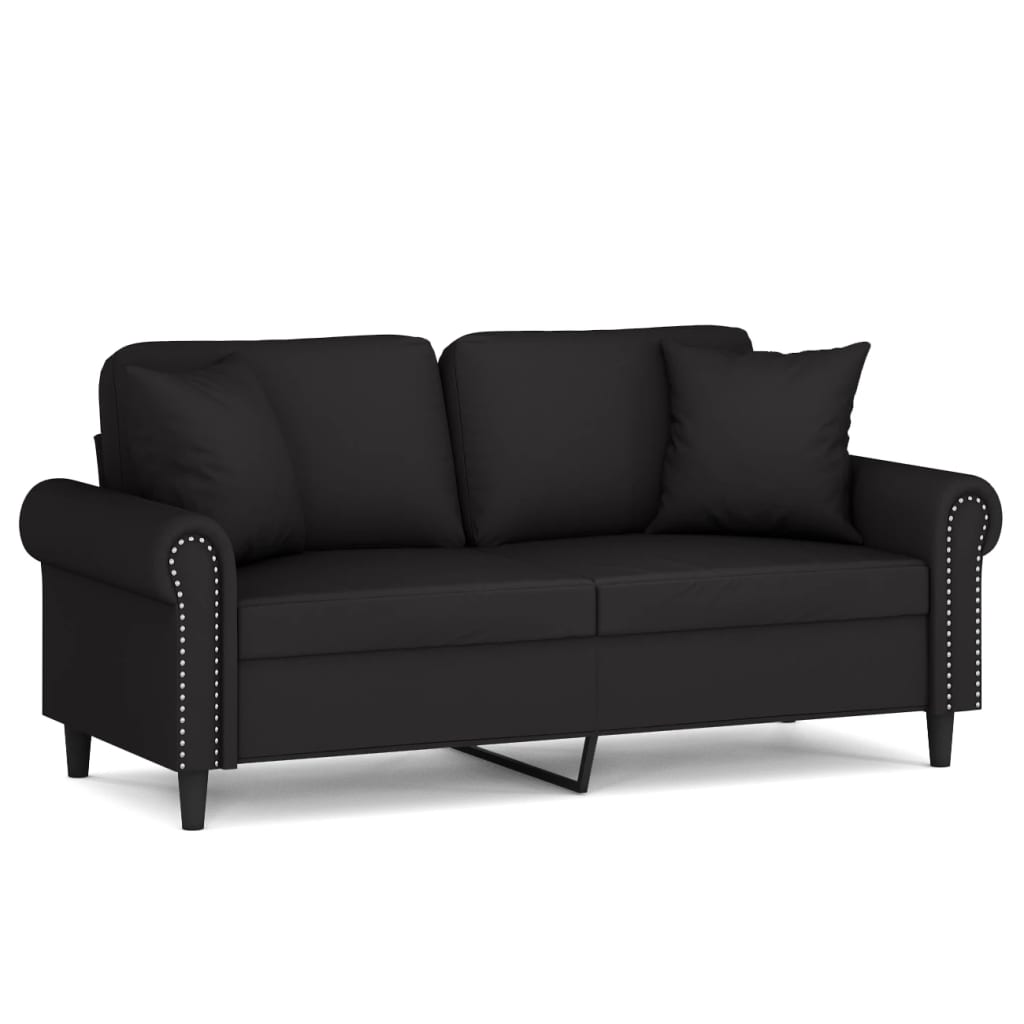 vidaXL 2-Sitzer-Sofa mit Zierkissen Schwarz 140 cm Samt