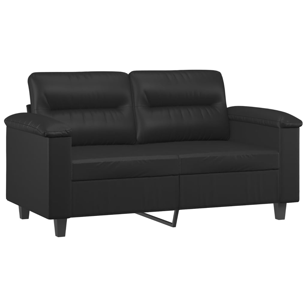 vidaXL 2-Sitzer-Sofa mit Zierkissen Schwarz 120 cm Kunstleder