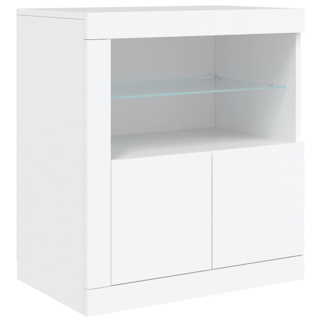 vidaXL Sideboard mit LED-Leuchten Weiß 202x37x67 cm