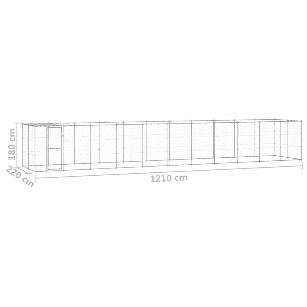 vidaXL Outdoor-Hundezwinger mit Überdachung Verzinkter Stahl 26,62 m²