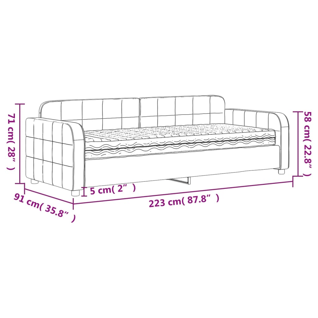 vidaXL Tagesbett mit Matratze Hellgrau 80x200 cm Samt