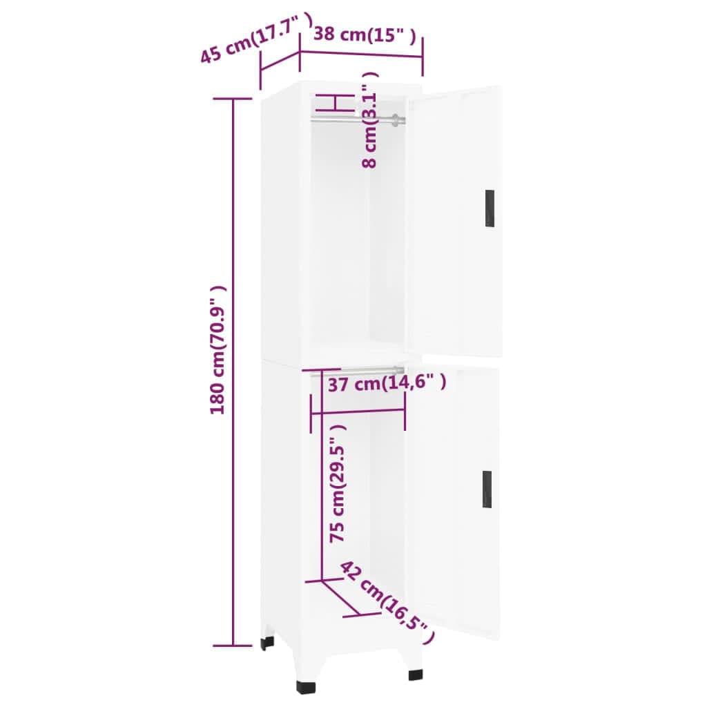 vidaXL Schließfachschrank Weiß 38x45x180 cm Stahl