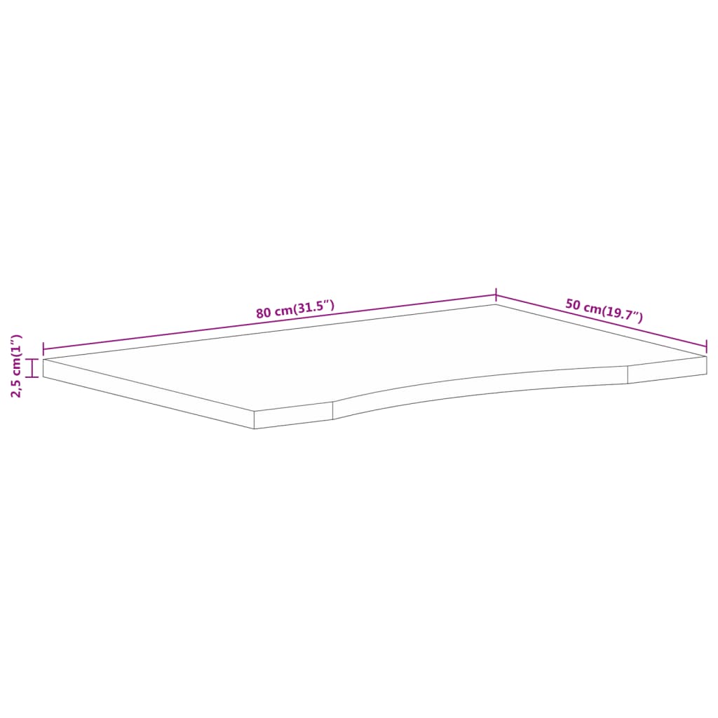 vidaXL Schreibtischplatte mit Aussparung 80x50x2,5 cm Massivholz Mango