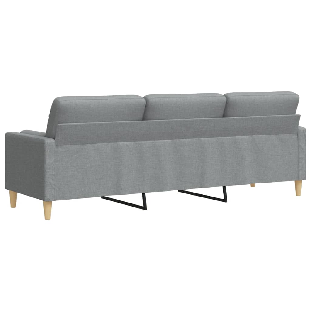 vidaXL Sofa 3-Sitzer mit Zierkissen Hellgrau 210 cm Stoff