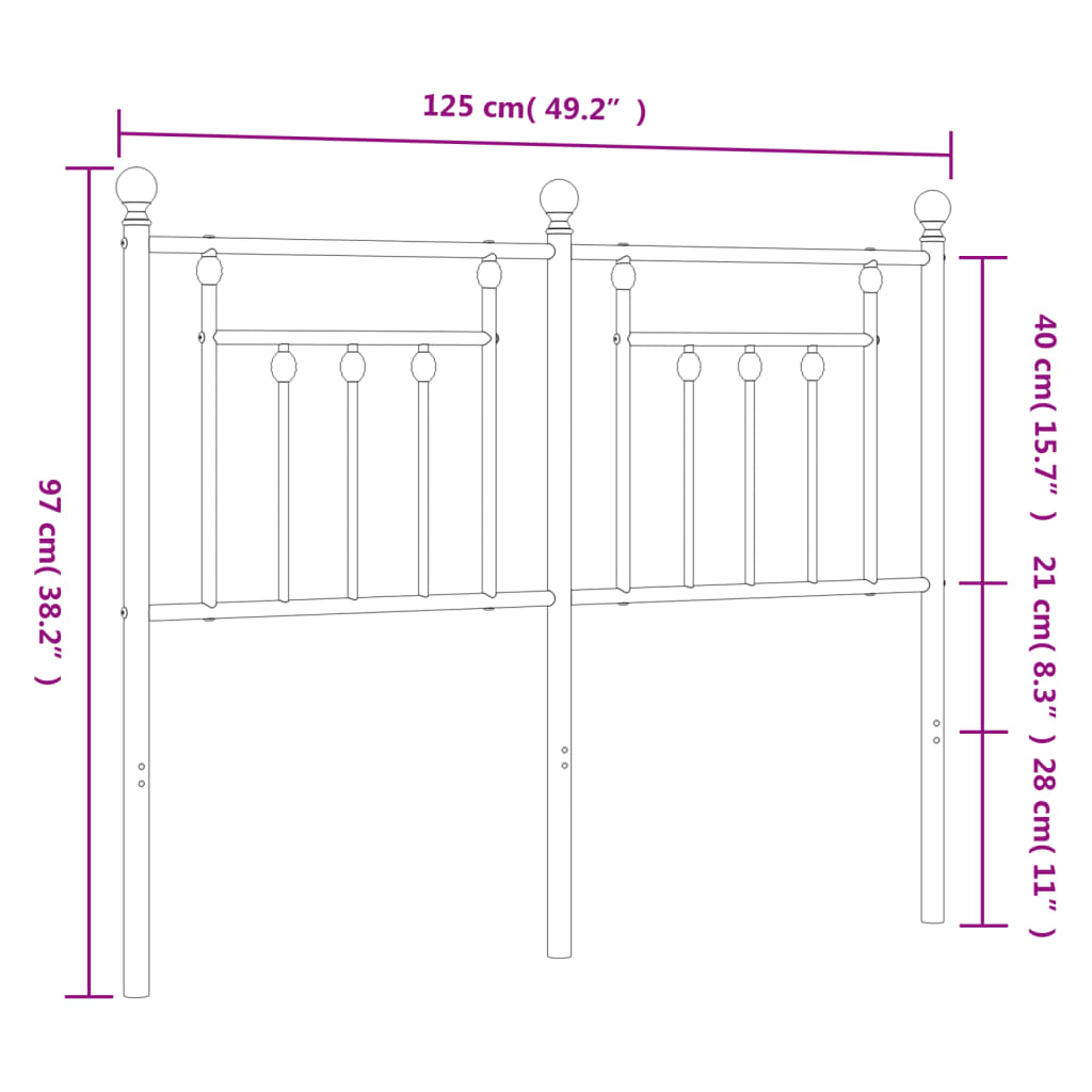 vidaXL Kopfteil Metall Schwarz 120 cm