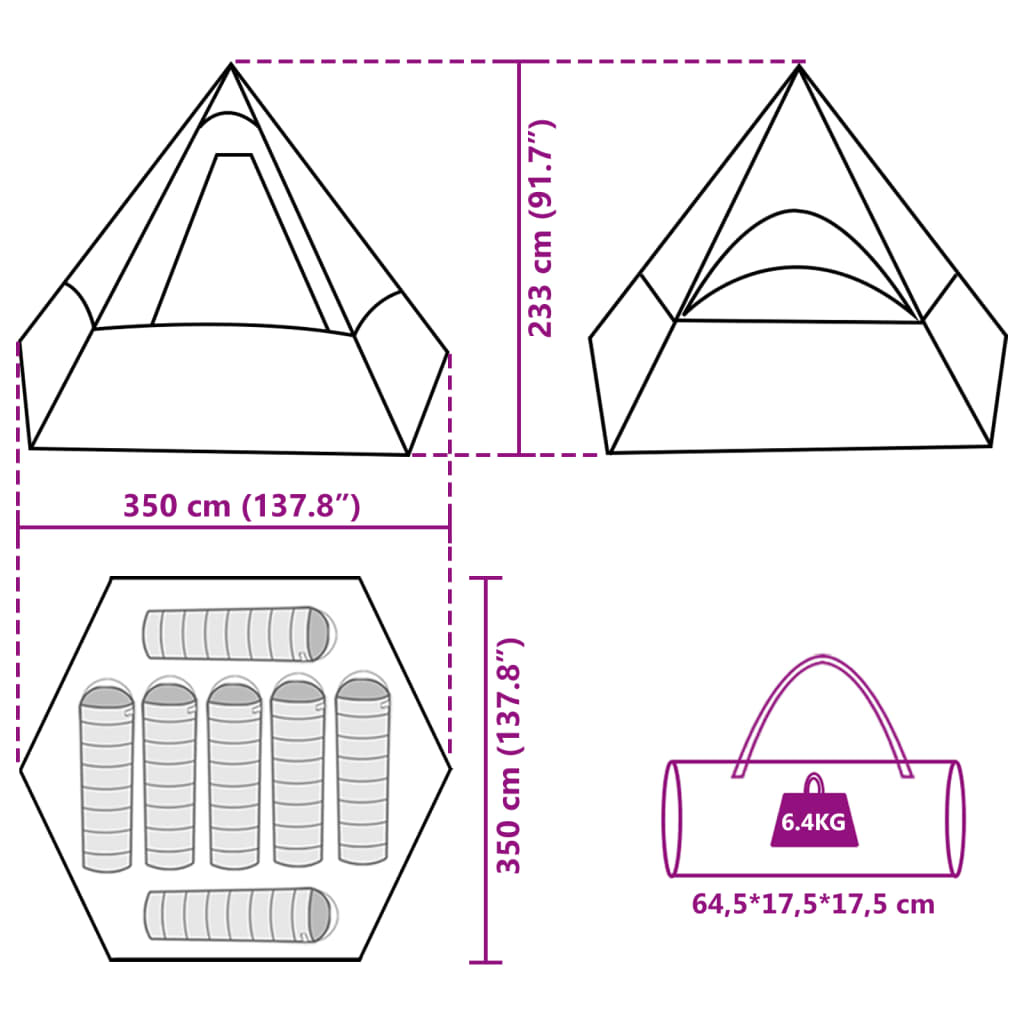 vidaXL Tipi-Campingzelt 7 Personen Blau Wasserdicht