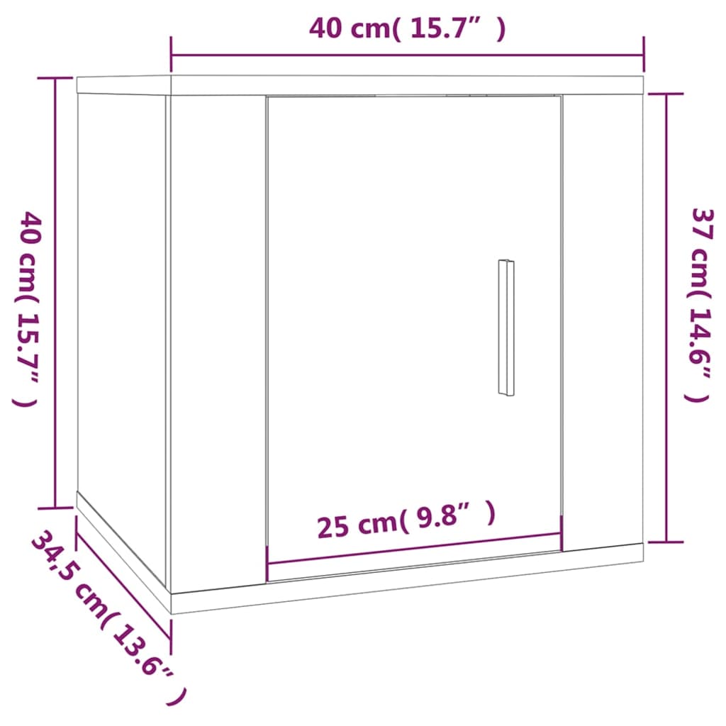 vidaXL TV-Wandschränke 2 Stk. Schwarz 40x34,5x40 cm