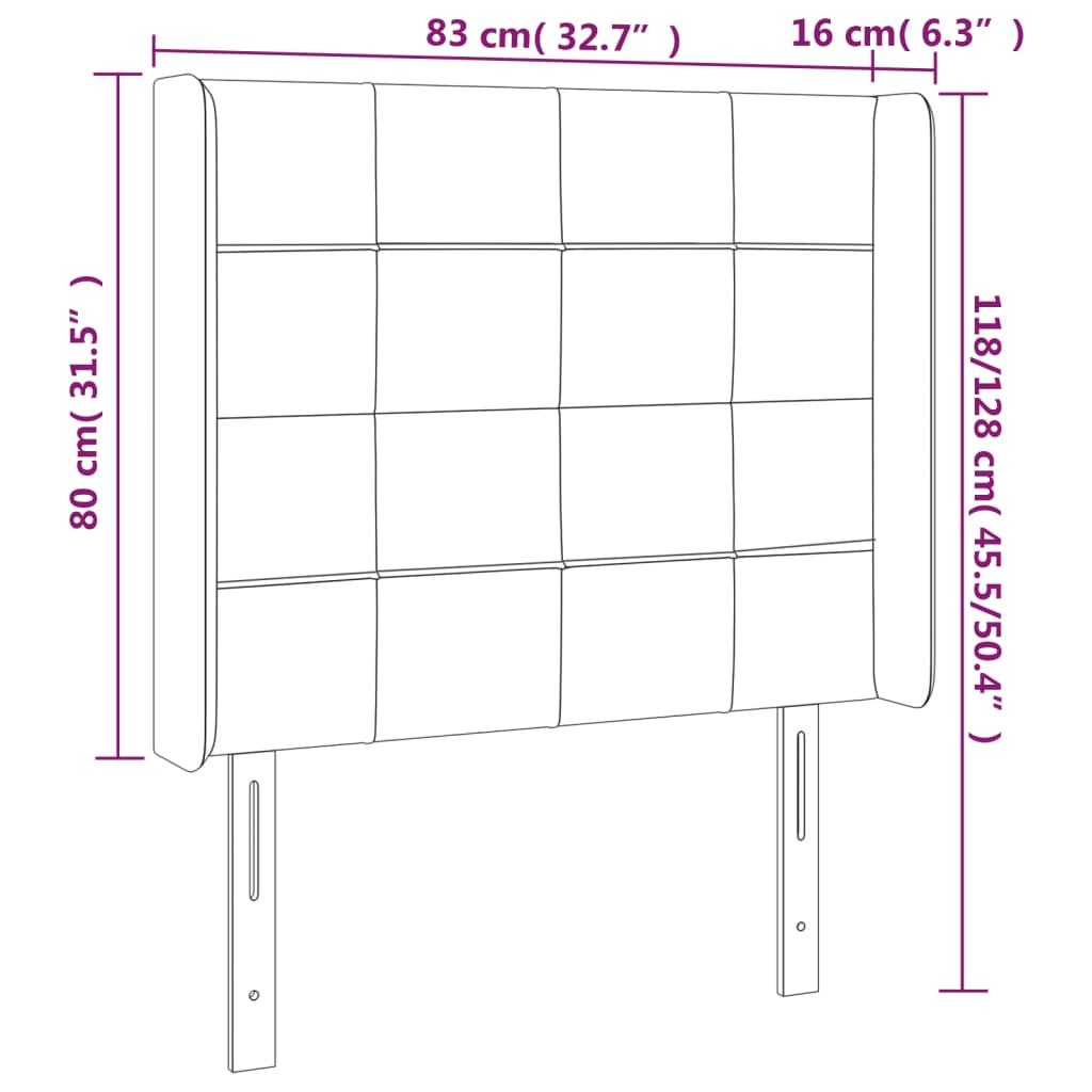 vidaXL LED Kopfteil Creme 83x16x118/128 cm Stoff