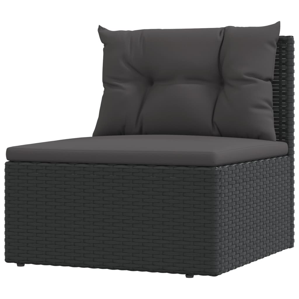 vidaXL 11-tlg. Garten-Lounge-Set mit Kissen Schwarz Poly Rattan