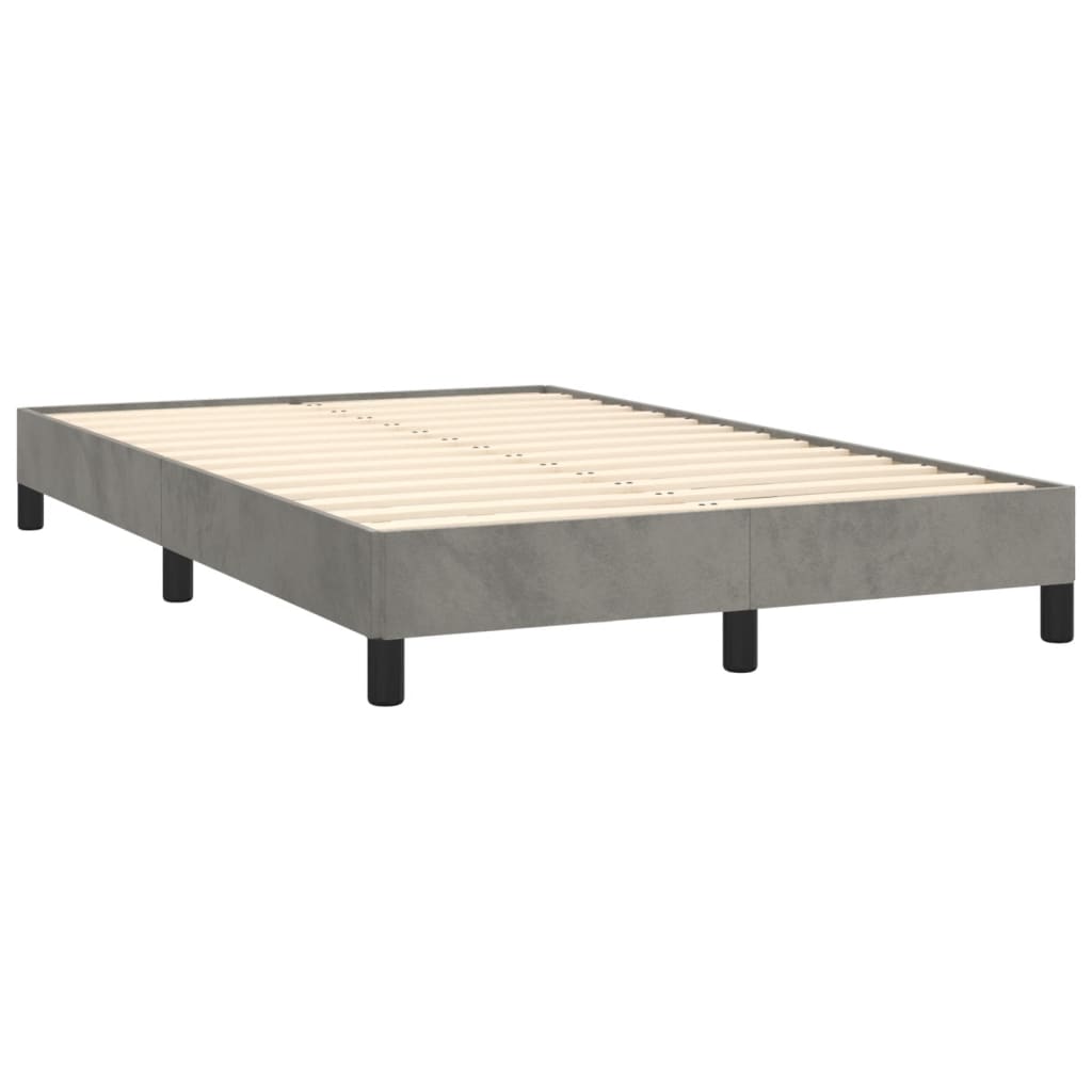 vidaXL Boxspringbett mit Matratze Hellgrau 120x190 cm Samt