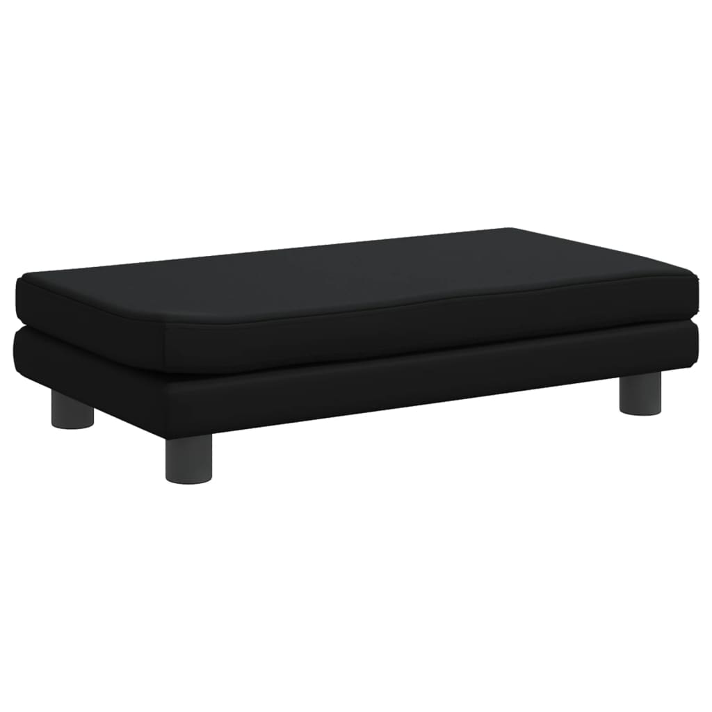 vidaXL Kindersofa mit Hocker Schwarz 100x50x30 cm Kunstleder