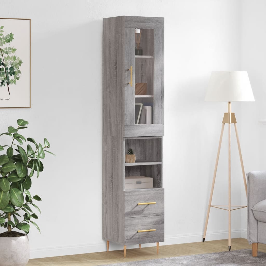 vidaXL Highboard Grau Sonoma 34,5x34x180 cm Holzwerkstoff