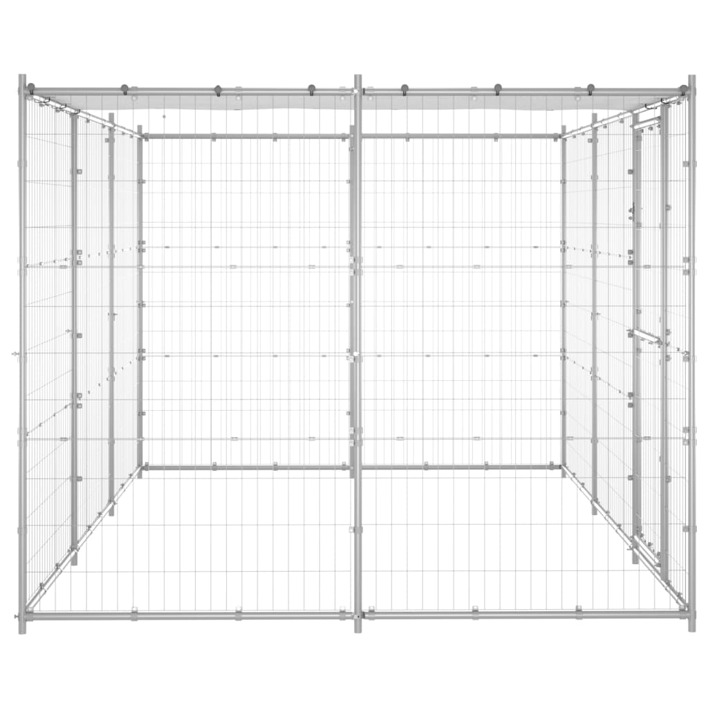 vidaXL Outdoor-Hundezwinger mit Überdachung Verzinkter Stahl 7,26 m²