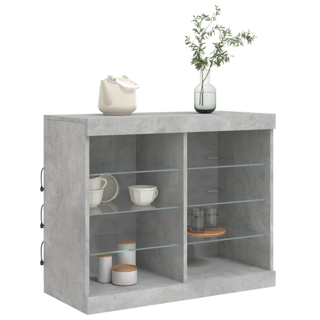 vidaXL Sideboard mit LED-Leuchten Betongrau 81x37x67 cm