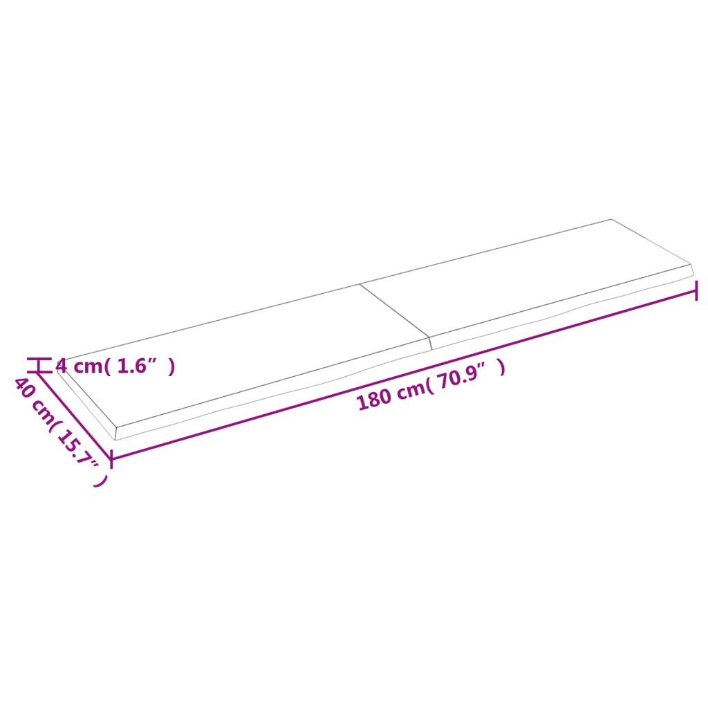 vidaXL Waschtischplatte Dunkelbraun 180x40x(2-4)cm Massivholz