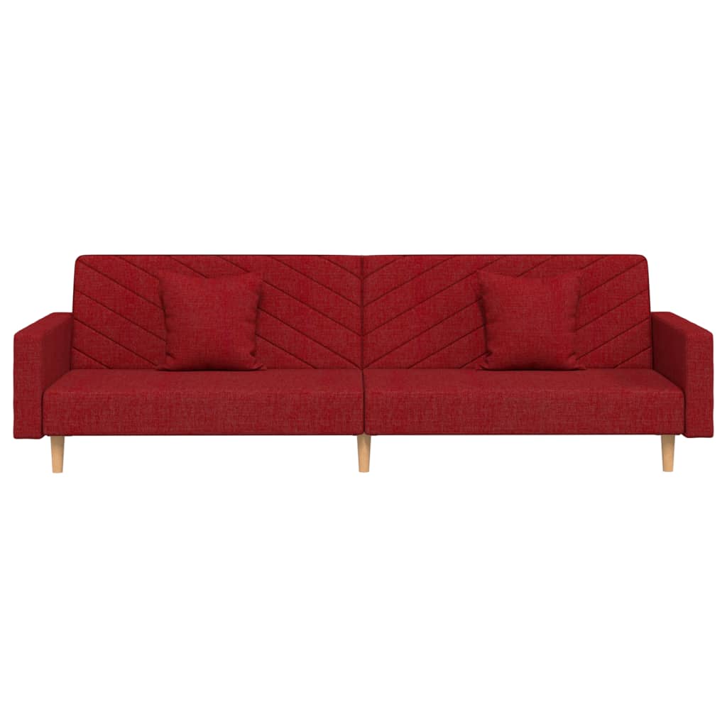 vidaXL Schlafsofa 2-Sitzer mit 2 Kissen Weinrot Stoff