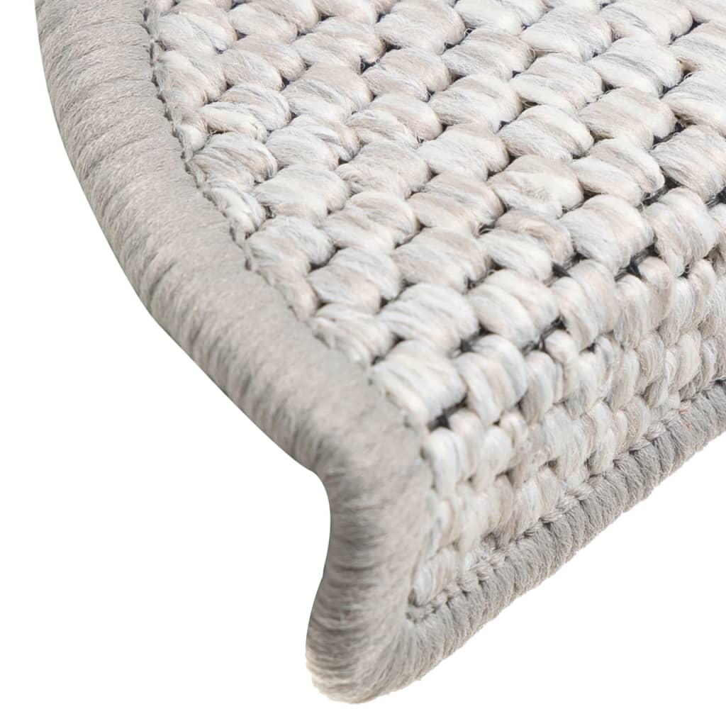 vidaXL Treppenmatten Selbstklebend Sisal-Look 15 Stk. 56x17x3 Platina