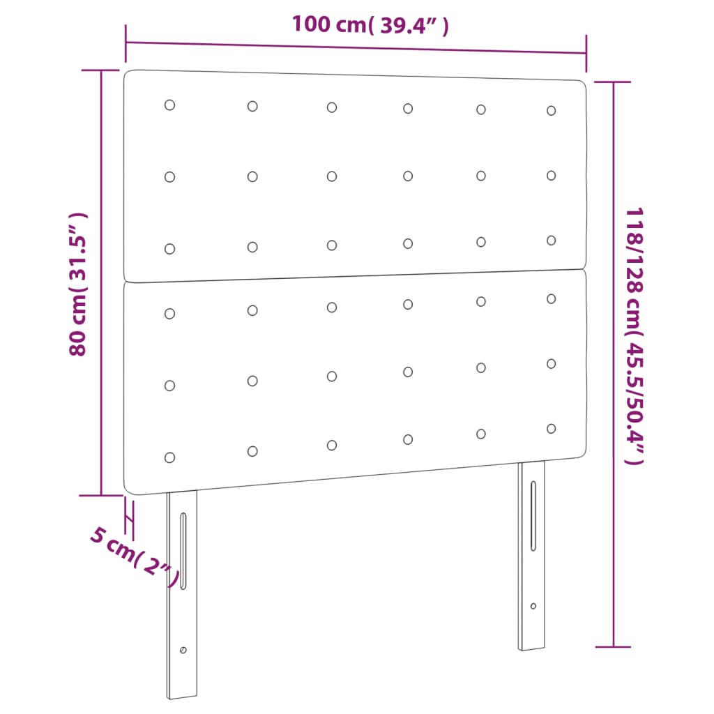 vidaXL LED Kopfteil Cappuccino-Braun 100x5x118/128cm Kunstleder