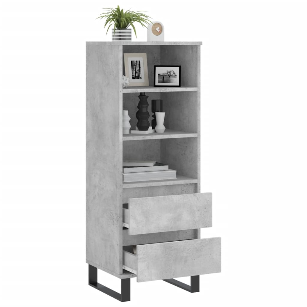 vidaXL Highboard Betongrau 40x36x110 cm Holzwerkstoff