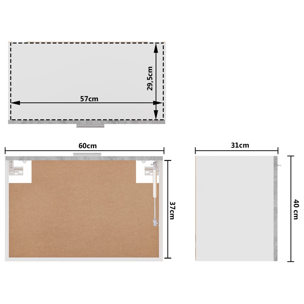 vidaXL Hängeschrank Grau Sonoma 60x31x40 cm Holzwerkstoff