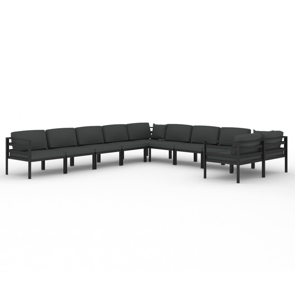 vidaXL 10-tlg. Garten-Lounge-Set mit Kissen Aluminium Anthrazit