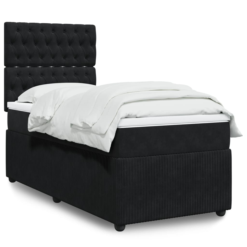 vidaXL Boxspringbett mit Matratze Schwarz 80x200 cm Samt