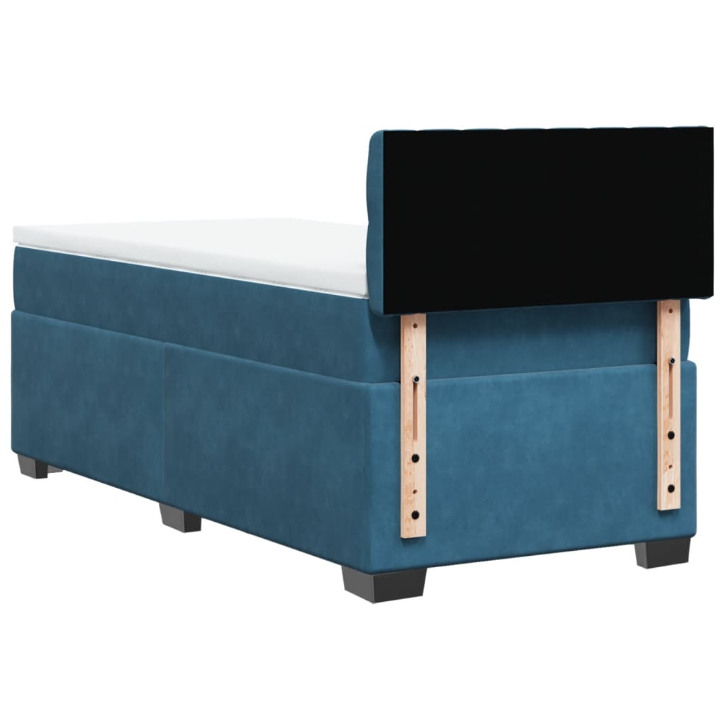 vidaXL Boxspringbett mit Matratze Blau 90x190 cm Samt