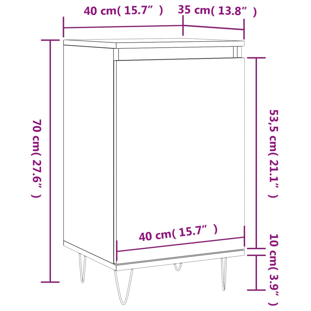 vidaXL Sideboards 2 Stk. Hochglanz-Weiß 40x35x70 cm Holzwerkstoff