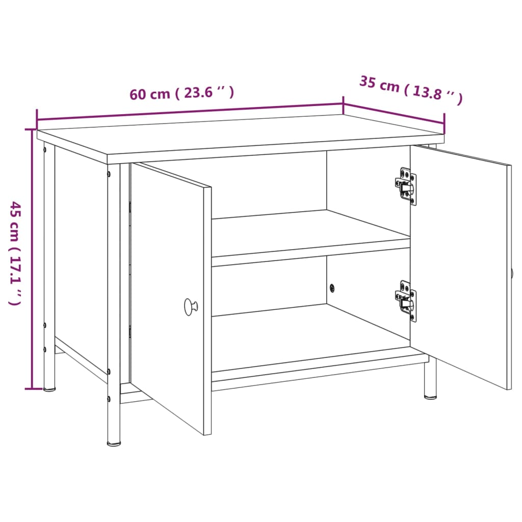 vidaXL TV-Schrank mit Türen Schwarz 60x35x45 cm Holzwerkstoff