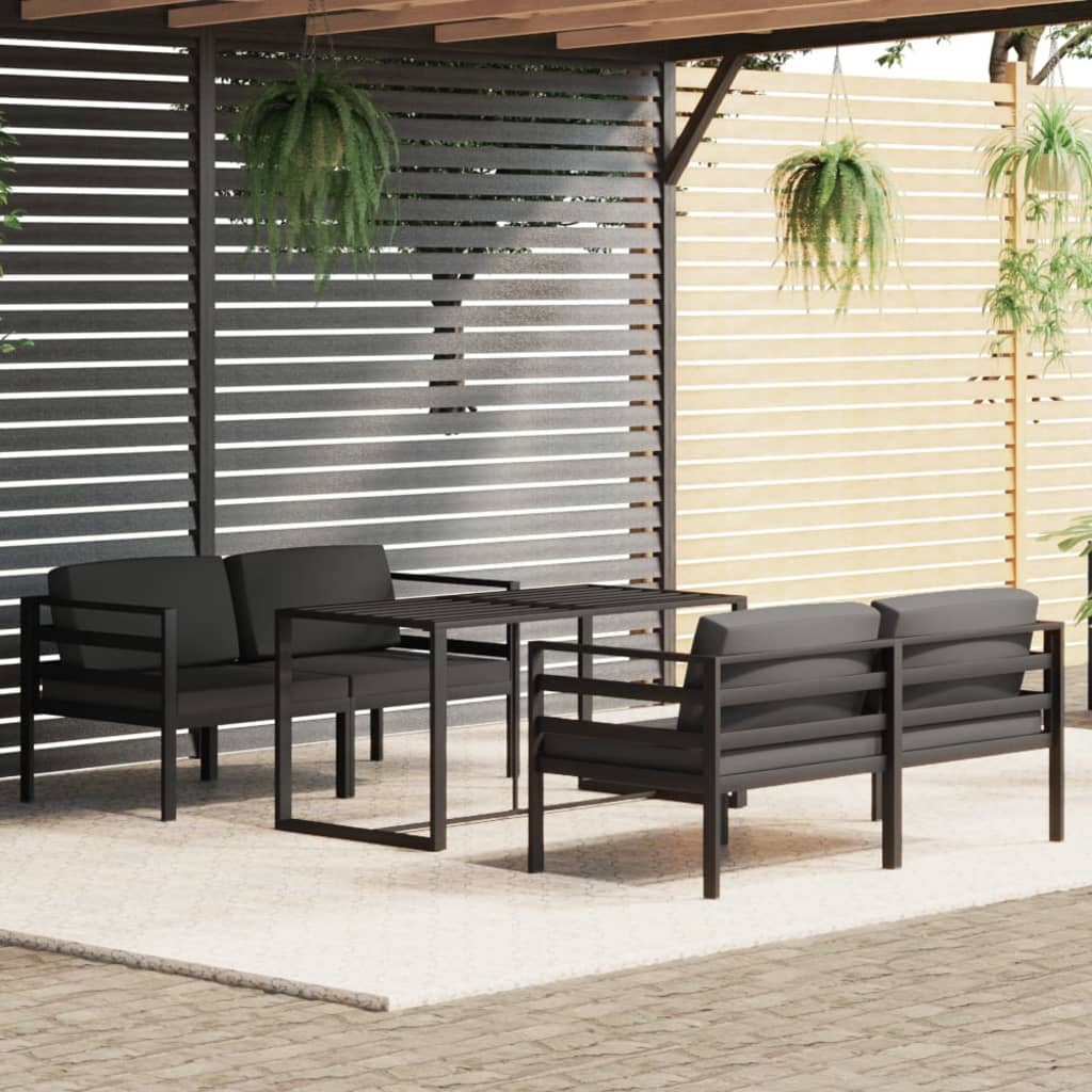 vidaXL 5-tlg. Garten-Lounge-Set mit Kissen Aluminium Anthrazit