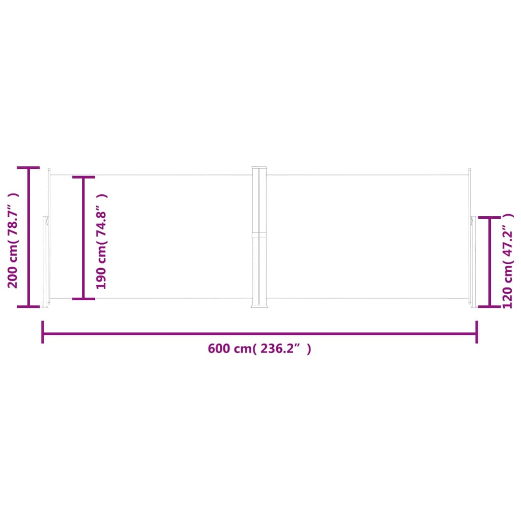 vidaXL Seitenmarkise Ausziehbar Rot 200x600 cm