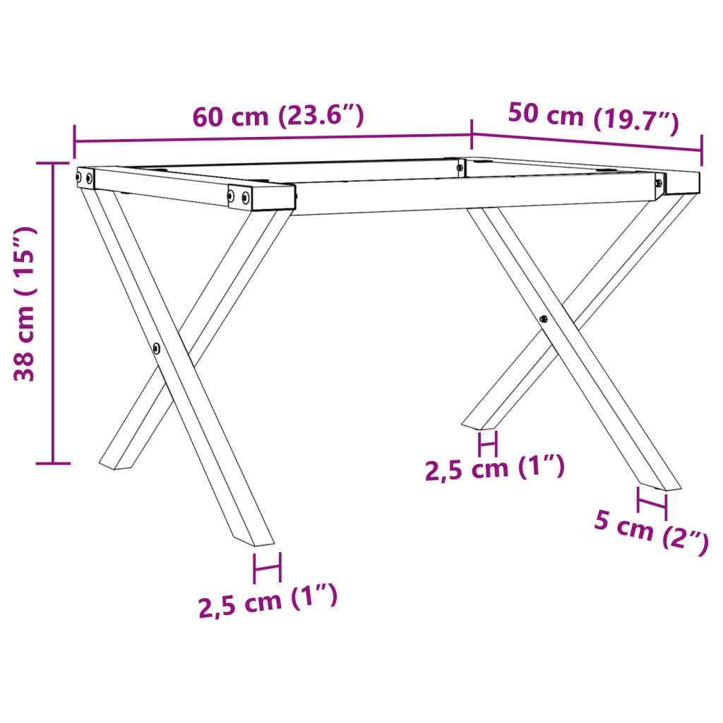 vidaXL Couchtisch-Gestell in X-Form 60x50x38 cm Gusseisen