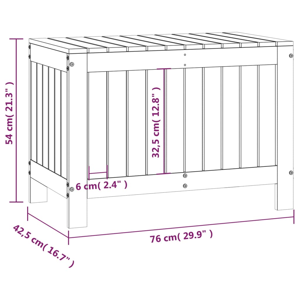 vidaXL Gartentruhe 76x42,5x54 cm Massivholz Kiefer