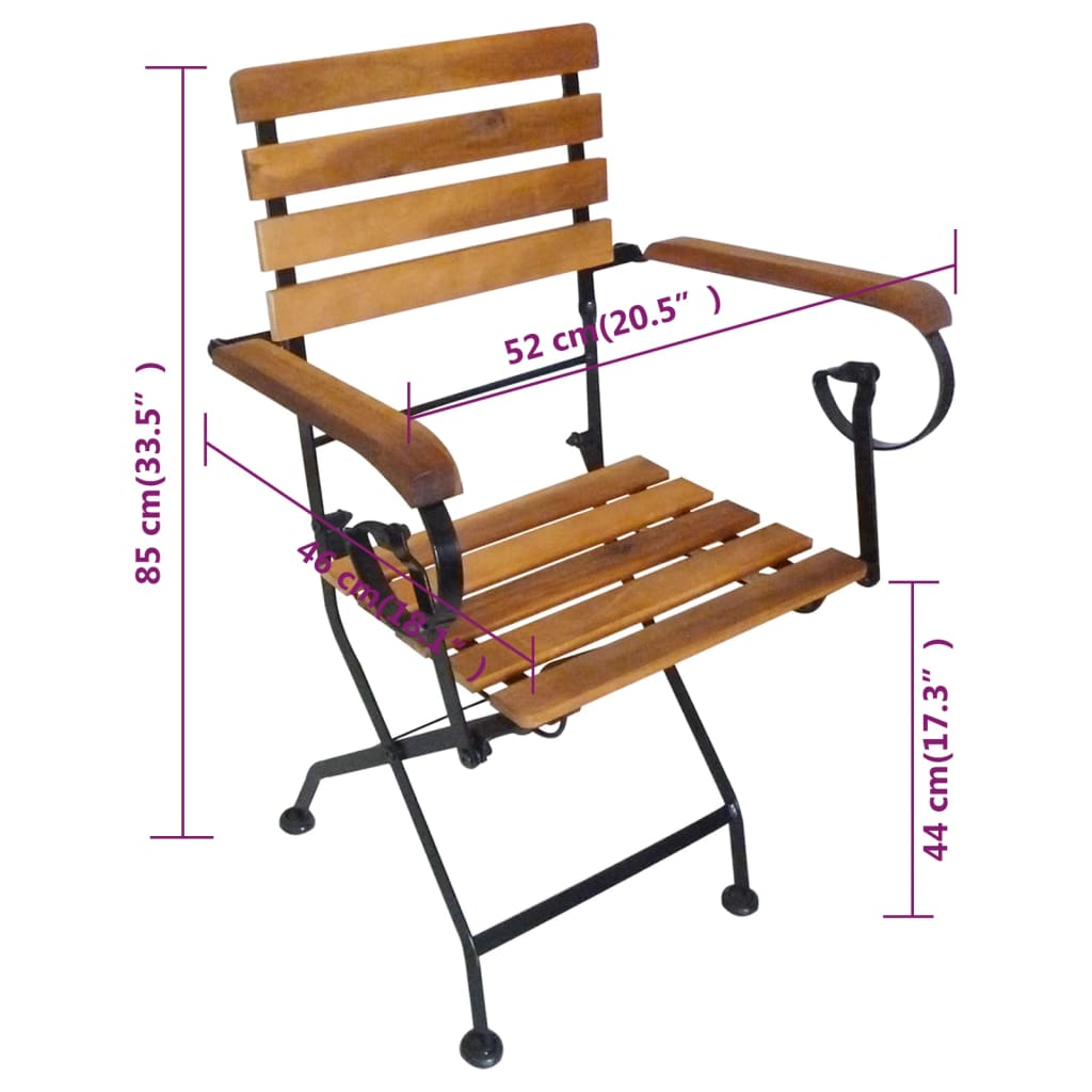 vidaXL Klappbare Gartenstühle 4 Stk. Stahl und Massivholz Akazie