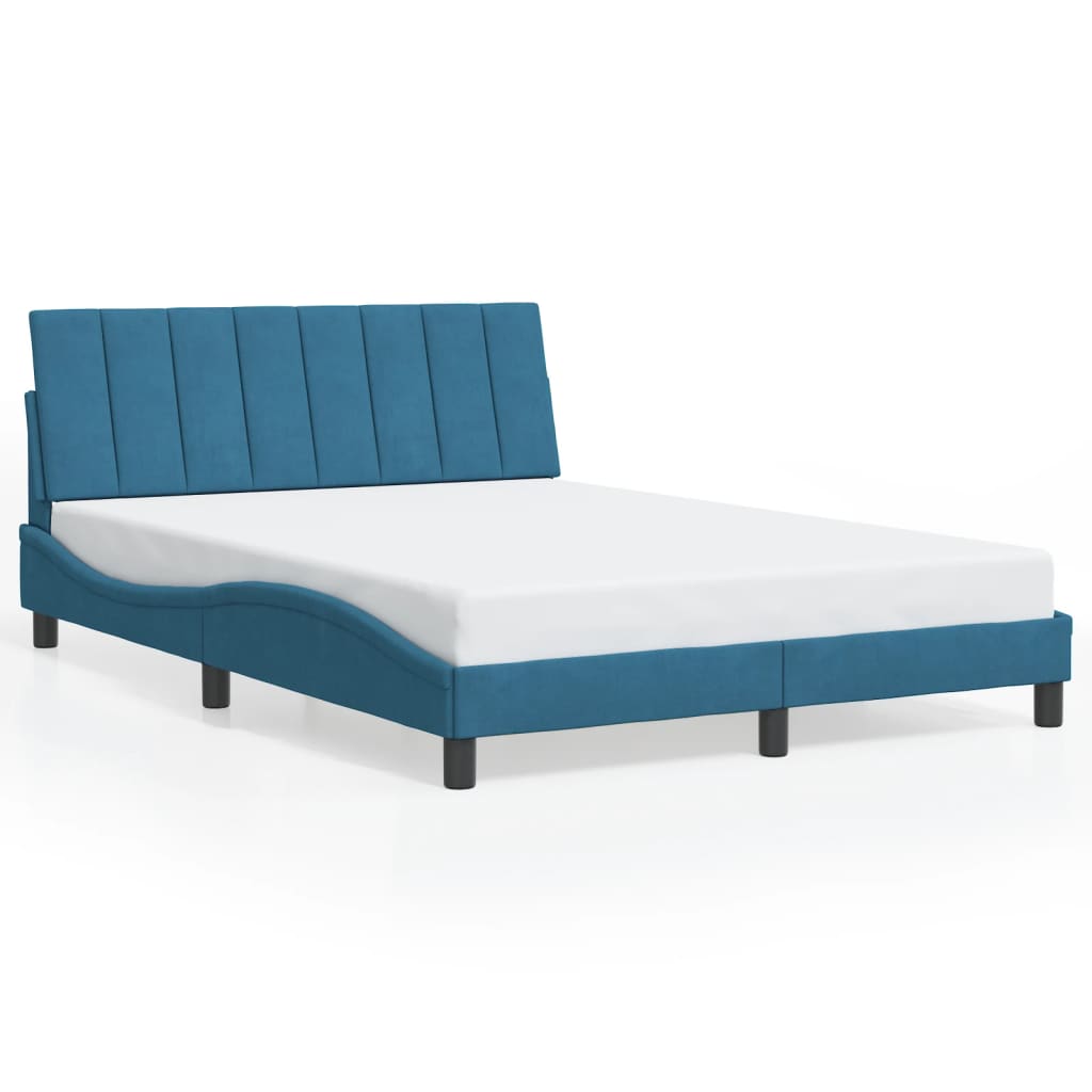 vidaXL Bettgestell mit Kopfteil Blau 140x190 cm Samt