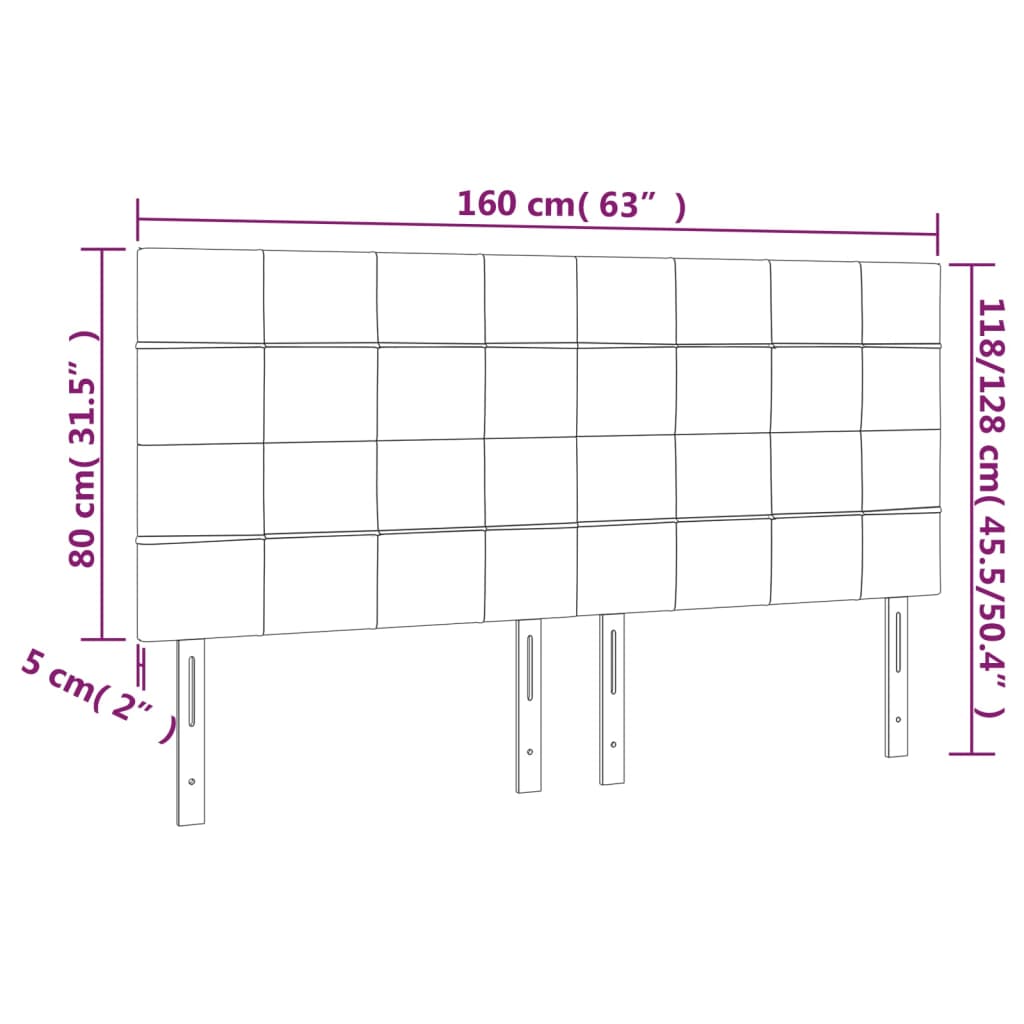 vidaXL LED Kopfteil Taupe 160x5x118/128 cm Stoff